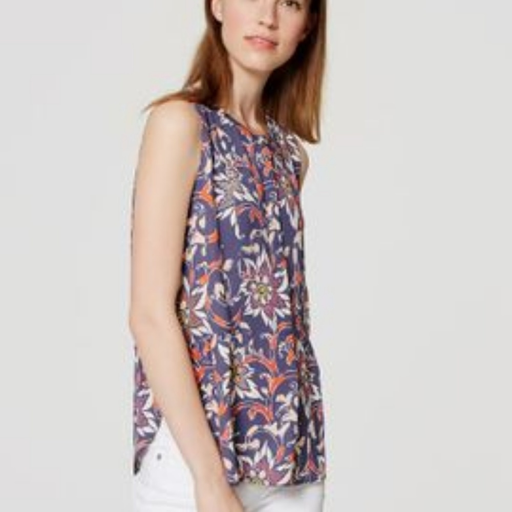 Loft Floral Sleeveless Henley Top